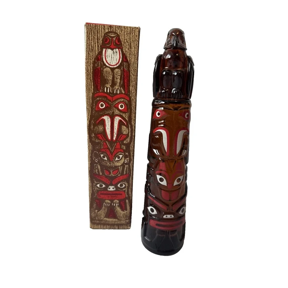 Vintage 1970s Avon Totem Pole After Shave Decanter Bottle Deep Woods Aftershave
